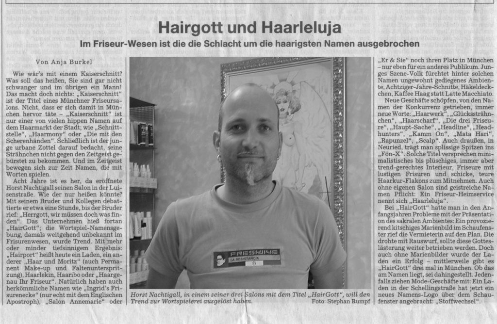 Artikel Süddeutsche Zeitung Hairgott 
