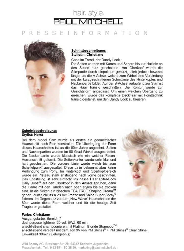 Pressemitteilung Haarschnitt Beschreibung von Paul Mitchell über HairGott Friseure München