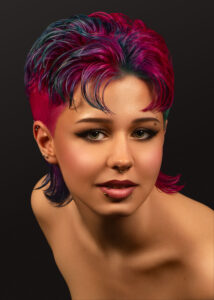 Farbiger Mullet für Frauen mit Pink-, Magenta- und Blaunuancen – Hairgott